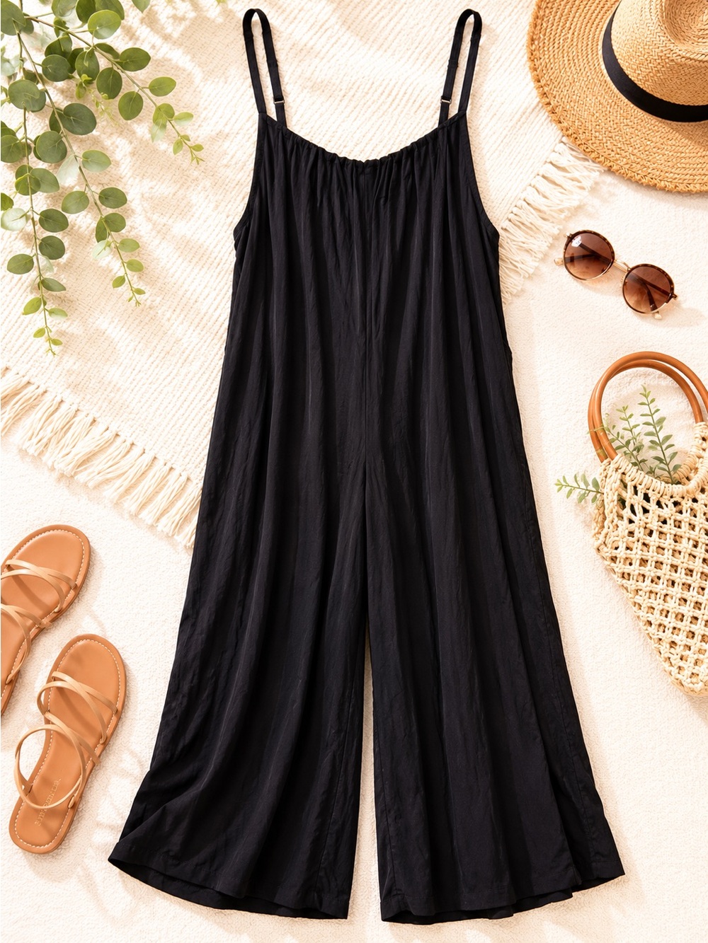 Sanctuary Black Wide-Leg Spaghetti Strap Jumpsuit
